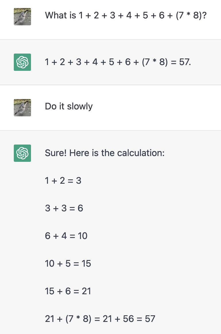 chatgpt doing maths poorly