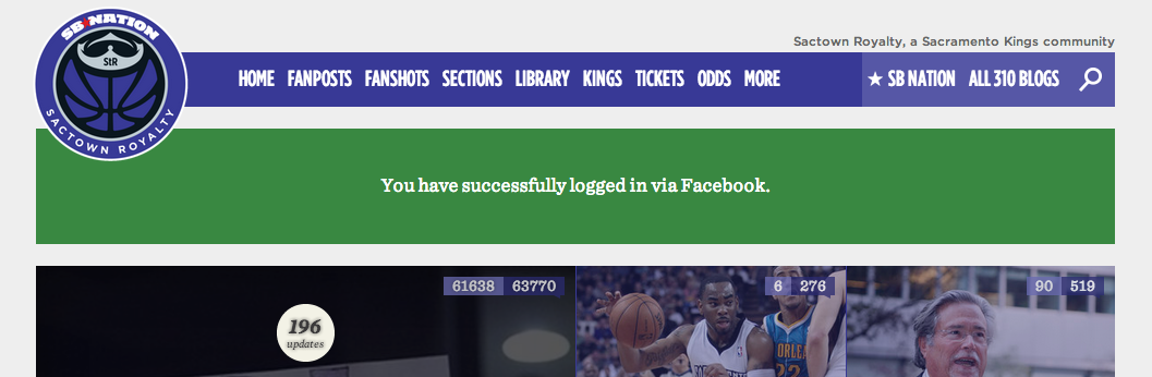 SB Nation login notification