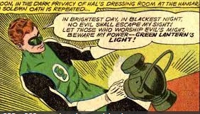 The Green Lantern reciting his oath whilst his ring is charging