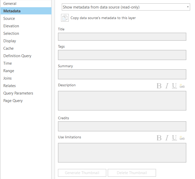 ArcGIS doesn't show the metadata