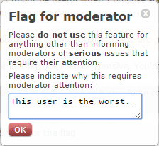 please indicate why this requires moderator attention