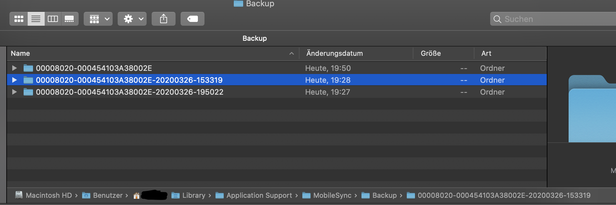 backup folders in Finder