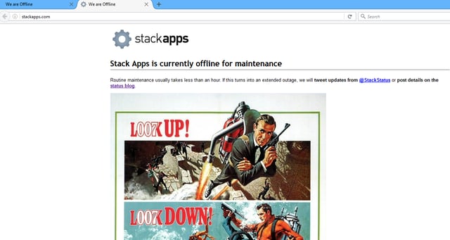 StackApps offline page showing 007 image