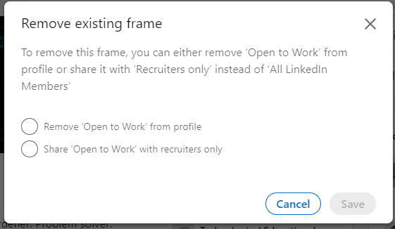 linked in remove frame