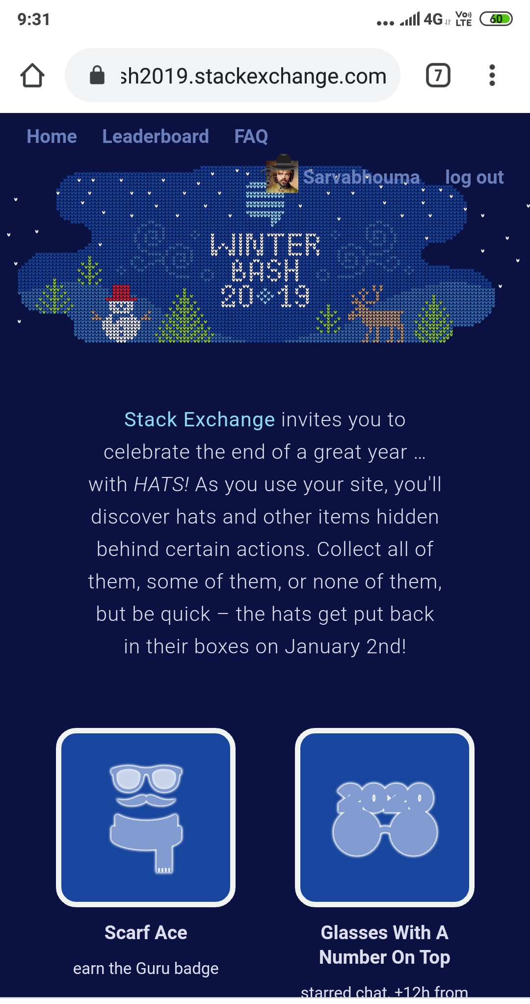 Screenshot of Winterbash site on mobile