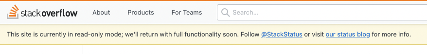This site is currently in read-only mode; we'll return with full functionality soon. Follow @StackStatus or visit our status blog for more info.