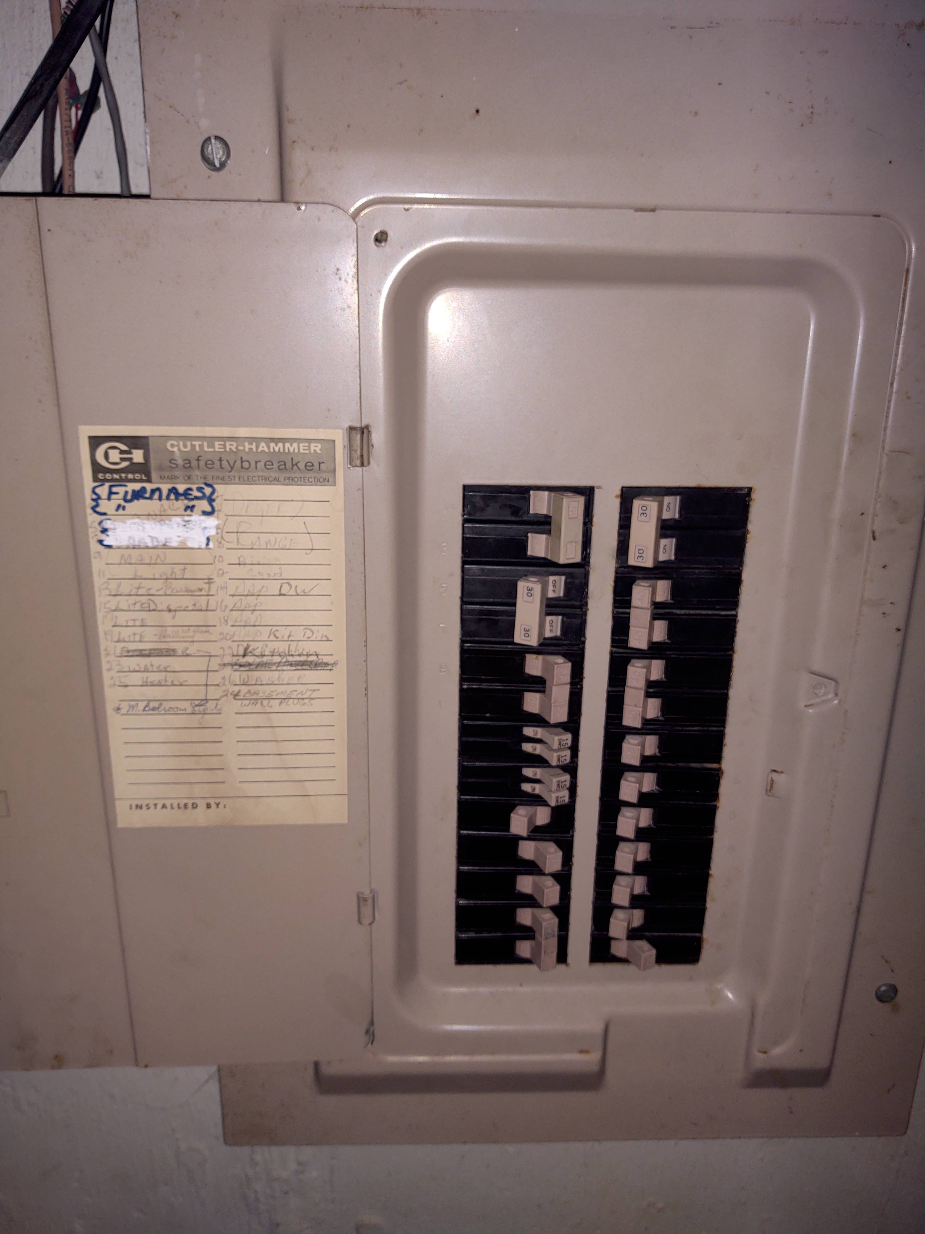 Photo of breaker panel