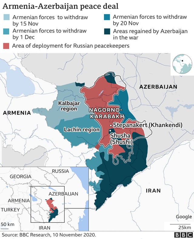 Armenia-Azerbaijan peace deal map