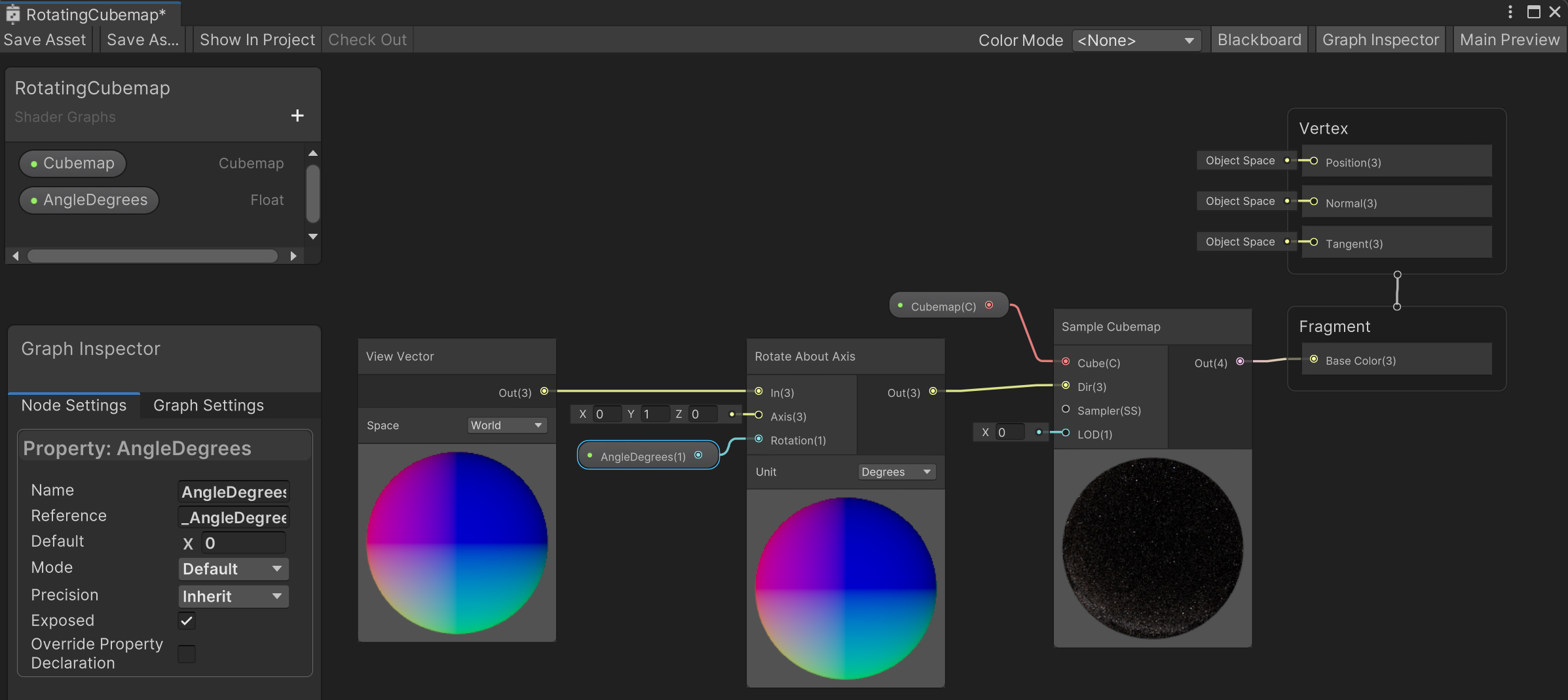 Rotating cubemap shader graph