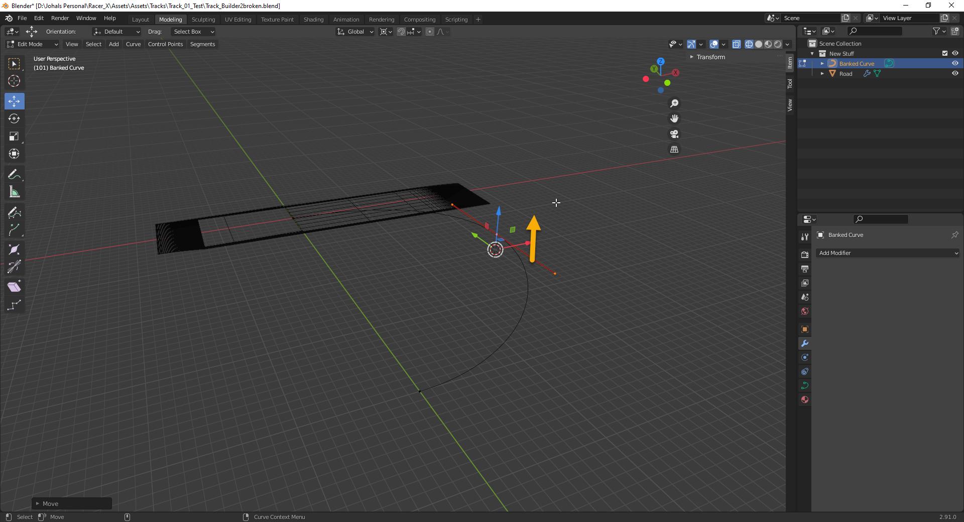 Moving curve vertice on Z axis ruins the mesh