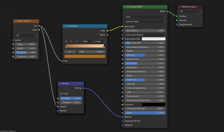 Settings of the Shader