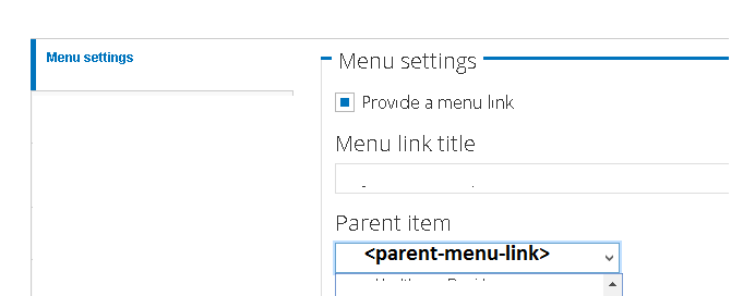 Menu Setting -- Parent Item