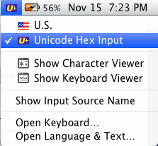 Input switcher in the Mac menu bar.