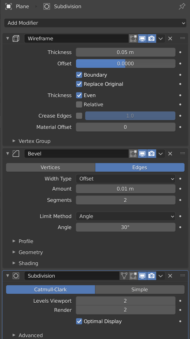 modifier stack