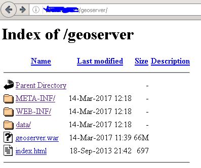 Image of directory browsing response of GeoServer request