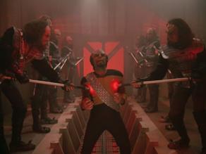 Worf hit with Pain Sticks