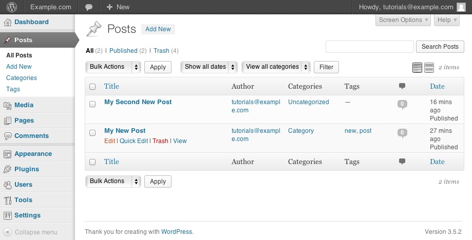 WordPress Posts list