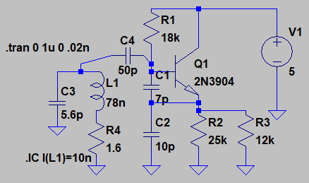 VHF Colpitts SA605 rough simulation