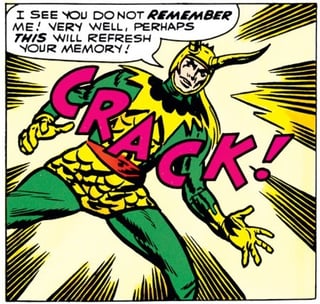 Loki as he appears in the comics in the green spandex with gold/yellow highlights and the classic horned helmet