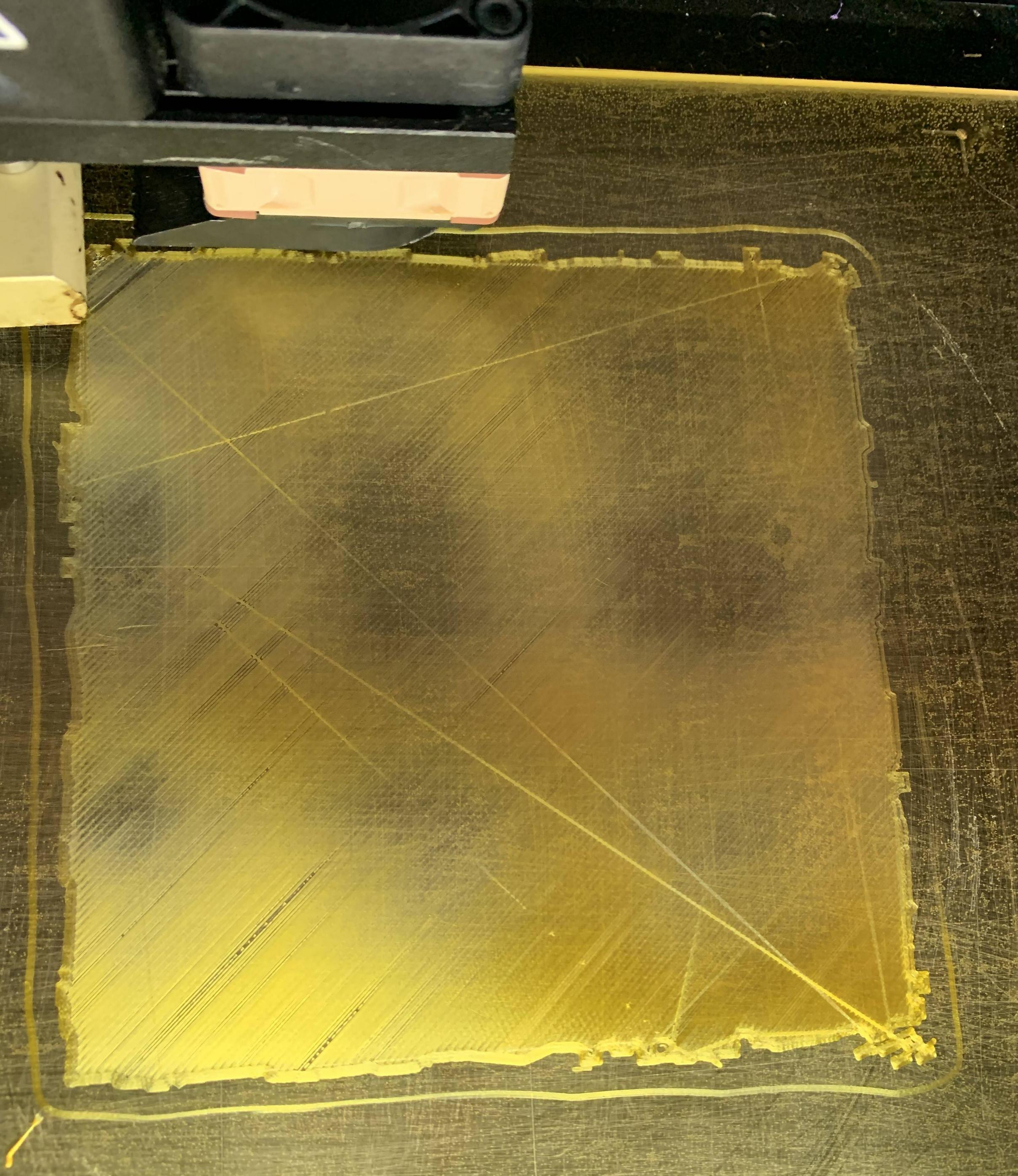 A single printed layer of gold silk PLA from tty3d