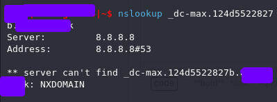 Nslookup which is apparently unable to find this address