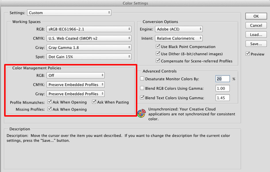 Color management policies