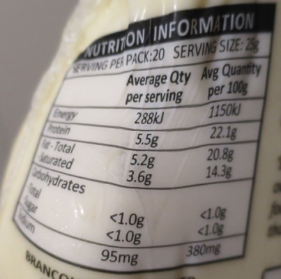 Image of nutrition label which is bulging in one corner