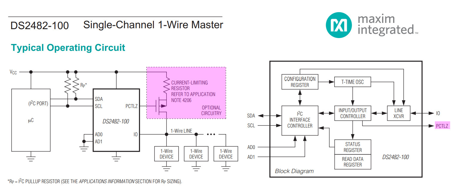 ds2482-100 schematic and block diagram