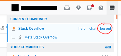 Logout button in the Stack Exchange hamburger menu