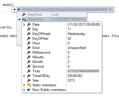 Debugando o model