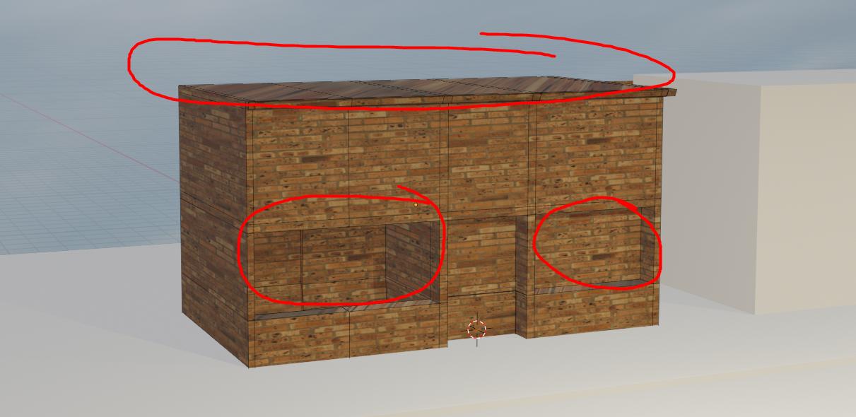 highlighted parts are the parts i dont want to have the brick texture. like the roof. 