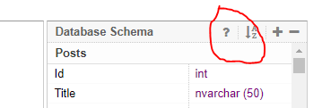 question mark icon next to Database schema title, left of sort and collapse/expand buttons