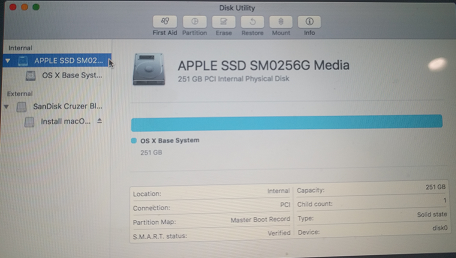 HDD showing as OS X Base System in Disk Utility