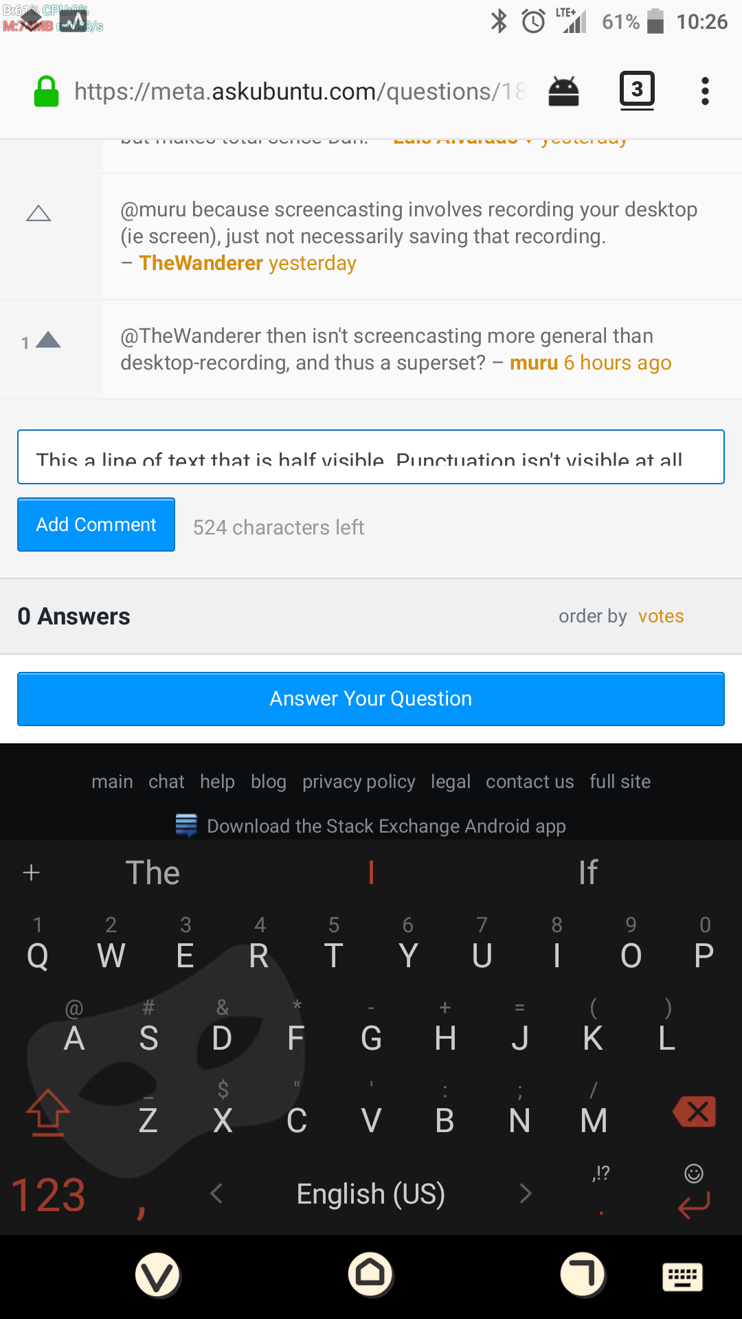 Firefox for Android comment box