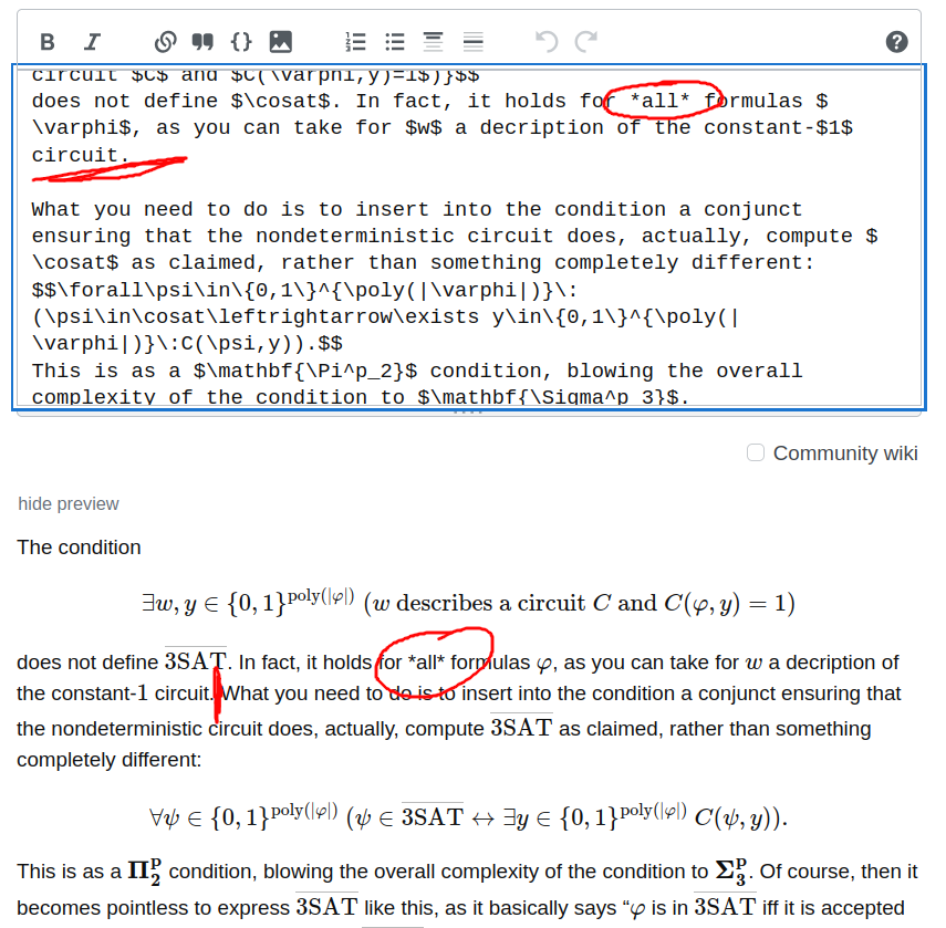 Screenshot showing paragraph breaks and Markdown markup not rendered in preview