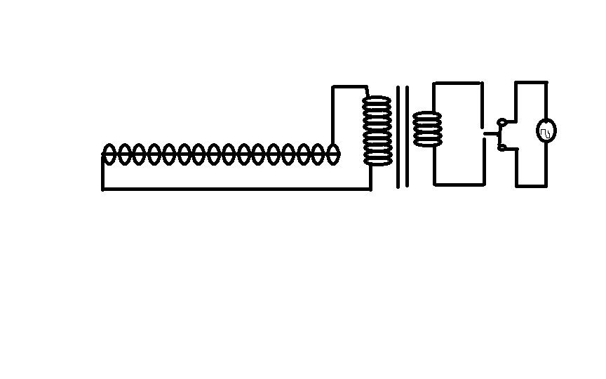 L-R.. Solenoid, Step Up transformer, Plug key, AC source.