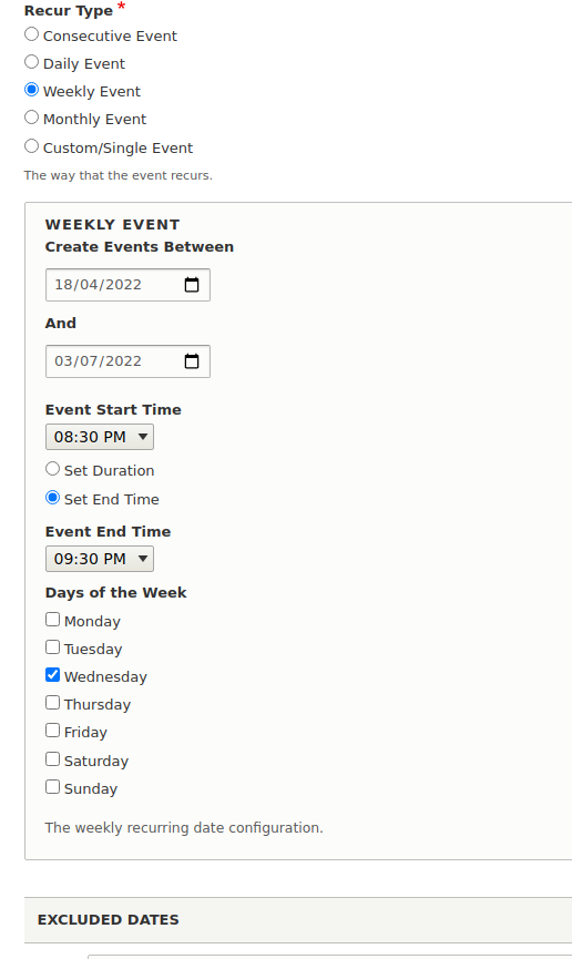 A part of edit form of event type