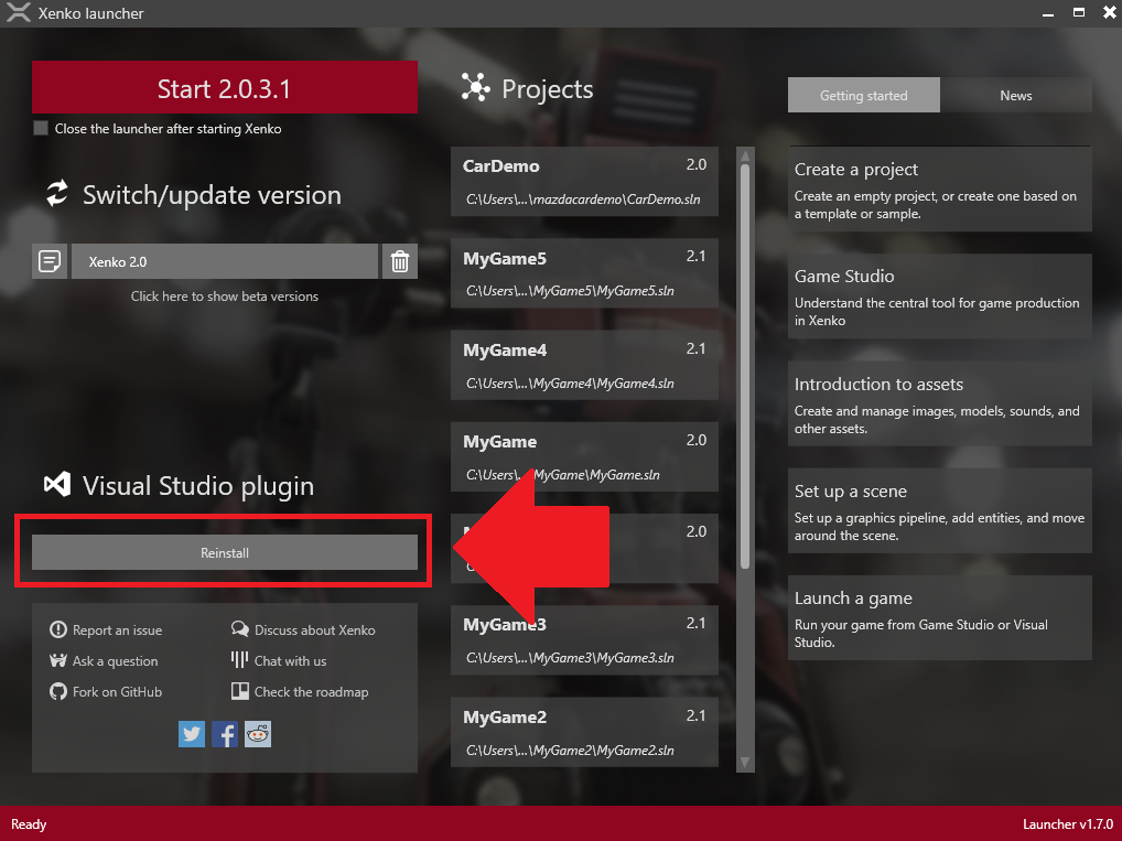 Screenshot of the launcher.