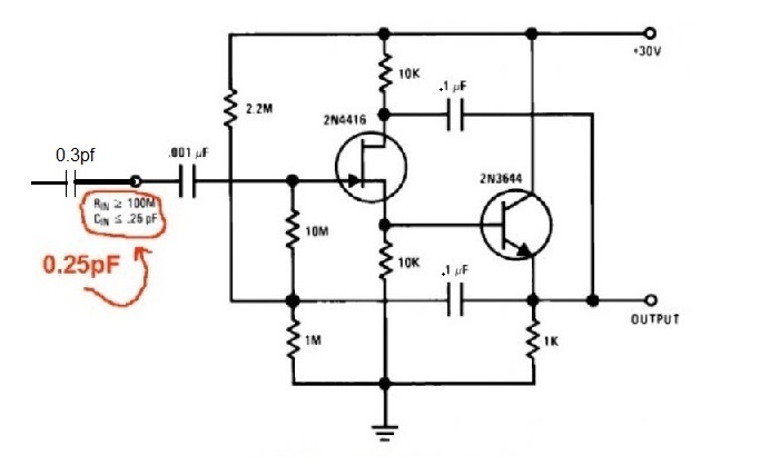 Note: I did have the 0.3pf cap on the input of both