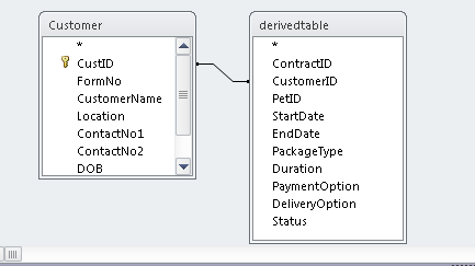 design view derived table