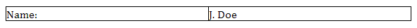 2x1 Table with contents but no cell padding