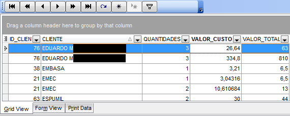 Esse é o resultado da consulta SQL