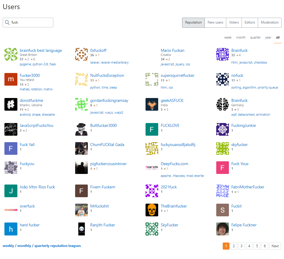 users with names containing fuck