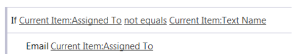 assigned to not equals assigned to value