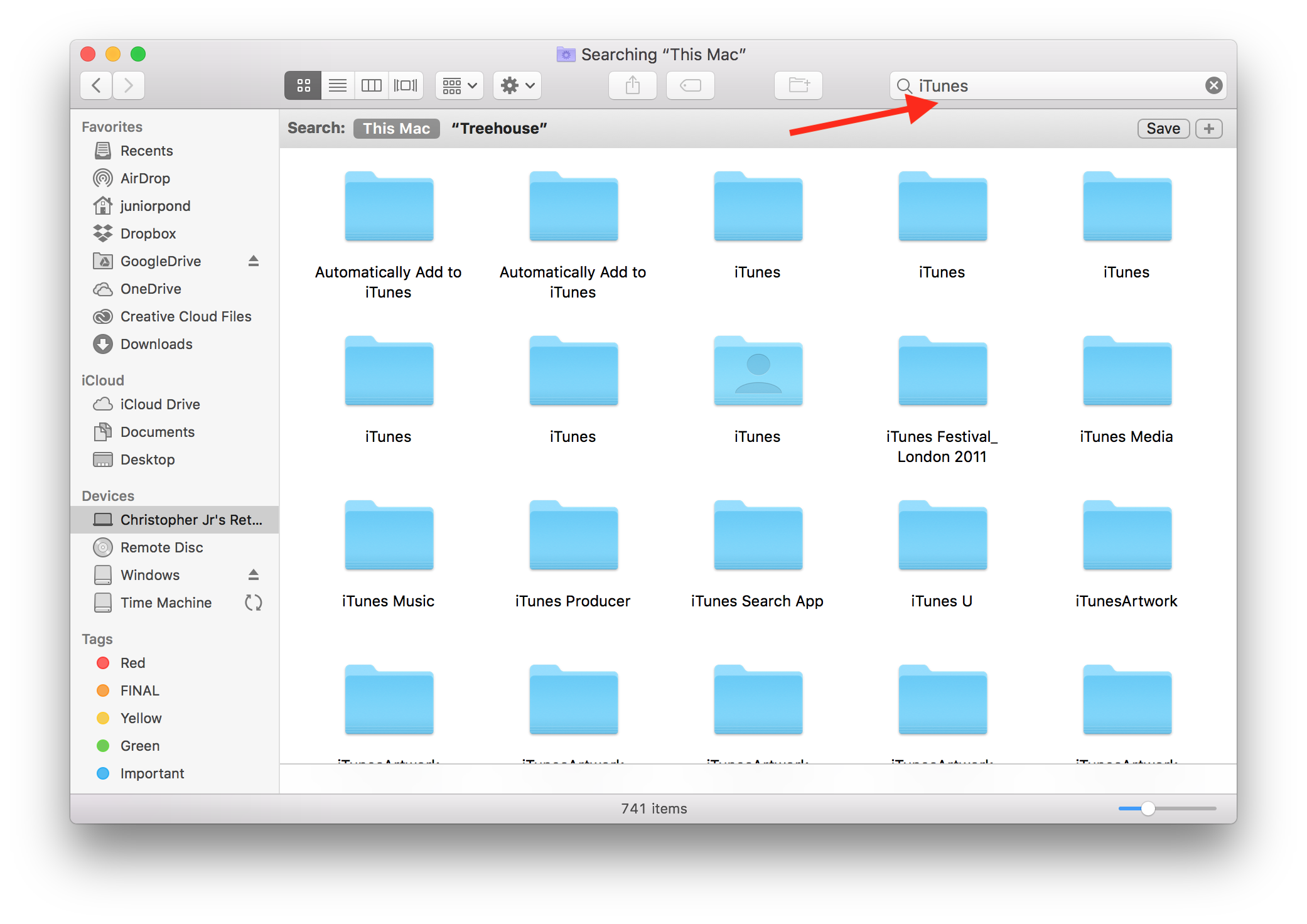 This will search all of the files and folders related to the term.