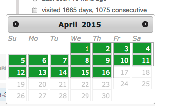 calendar for April 2015, with all days up until 16-04 highlighted