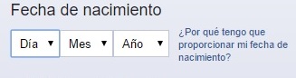 Ejemplo registro de facebook fecha