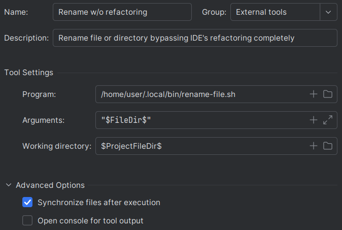 JetBrains 外部工具设置模板