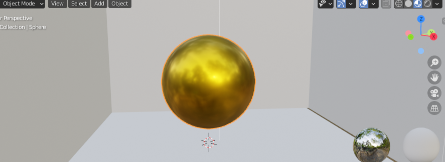 gold orb in material preview viewport