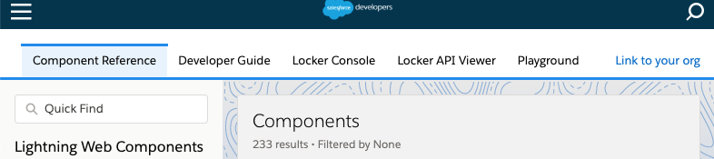 Lightning Components documentation, showing "link to your org"